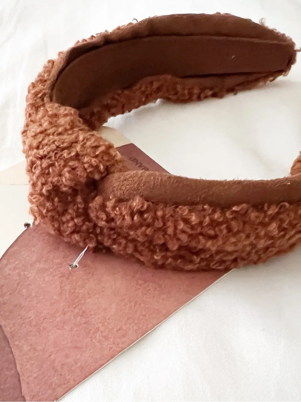 NWT Kristin Ess The Cozy Headband Rust Teddy Sherpa Knotted